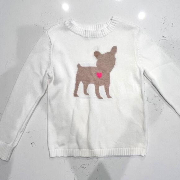 Old Navy Dog Sweater Pink Heart Cream Girls Sz Large - Picture 1 of 6